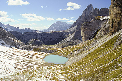 Italien, Trentino-Südtirol, Dolomiten,Sextener Dolomiten, Wanderung zur Büllele Joch Hütte (2519 m)