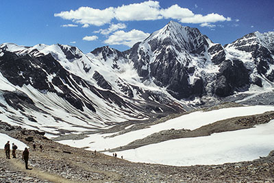 Italien, Trentino-Südtirol, Südtiroler Alpen,Vinschgau, Wanderung zum Madritschjoch (3123 m) mit Blick zur Ortlergruppe