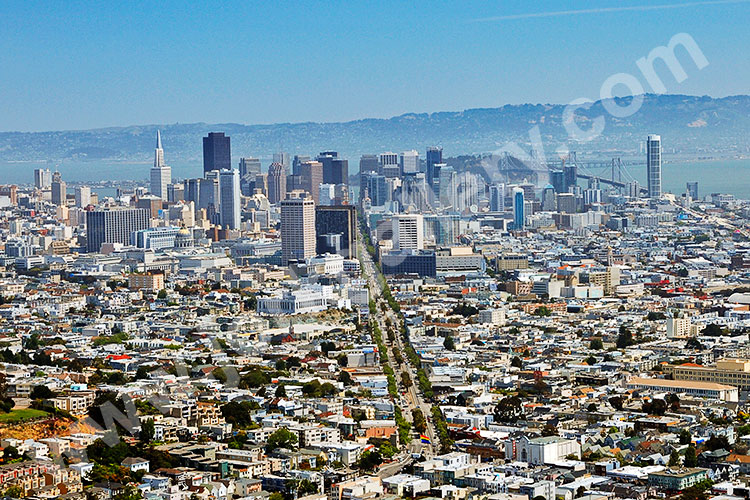 USA, Kalifornien, San Francisco und Umgebung, Blick von den Twin Peaks nach San Francisco Downtown