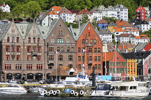Norwegen, Hordaland, Hordaland, An der Hafenbucht im Zentrum von Bergen