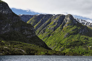Norwegen, Hordaland, Hordaland, Am Sandvinvatnet bei Odda mit Blick ins Tal Buardalen