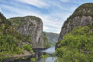 Norwegen, Rogaland, Rogaland, Felsschlucht am Suldalsvatnet östlich von Vinjar