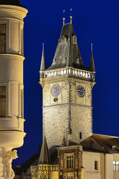Tschechien, Unbekannt, Prag und Umgebung, Abends am Altstädter Rathausturm