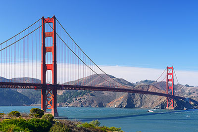 USA, Kalifornien, San Francisco und Umgebung, Ausblick vom Bay Trail zur Golden Gate Bridge