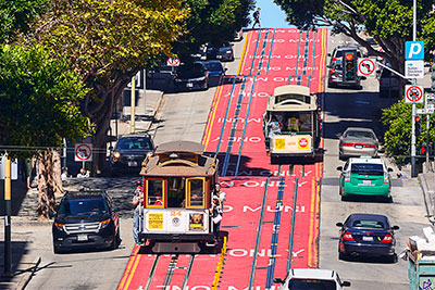USA, Kalifornien, San Francisco und Umgebung, Cable Cars am Union Square