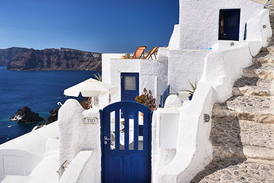 Griechenland, Südliche Ägäis, Kykladen,Santorin, Stilleben in der Hotelgasse