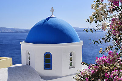 Griechenland, Südliche Ägäis, Kykladen,Santorin, Kirche in der Gasse zum alten Kastell
