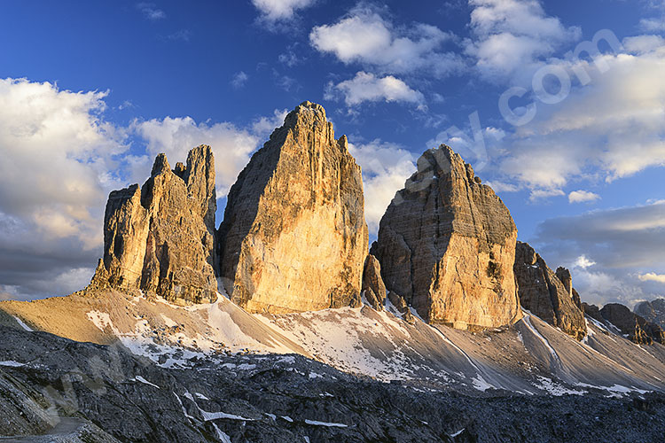Italien, Trentino-Südtirol, Dolomiten,Sextener Dolomiten, Sonnenuntergang an der Nordseite der Drei Zinnen