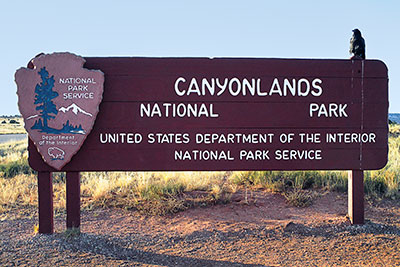 USA, Utah, Colorado Plateau,Canyonlands National Park, Eingangsschild Canyonlands National Park