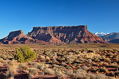 USA, Utah, Colorado Plateau,Castle Valley, Blick vom Scenic Byway 128 zu den La Sal Mountains
