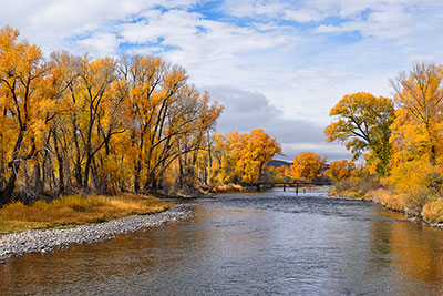 USA, Colorado, Rocky Mountains, Herbststimmung am Ufer des Colorado Rivers