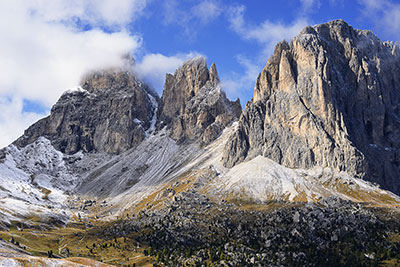 Italien, Trentino-Südtirol, Dolomiten,Grödner Tal, Langkofelgruppe am Sellajoch