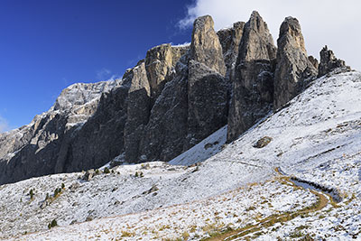 Italien, Trentino-Südtirol, Dolomiten,Grödner Tal, Am Sellajoch mit den westlichen Ausläufern der Sellagruppe