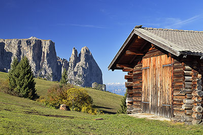 Italien, Trentino-Südtirol, Dolomiten,Grödner Tal, Auf der Seiser Alm mit Blick zum Schlern
