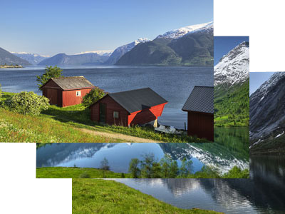 Bildschirmschoner, Screen Saver, Fjorde, Berge und Gletscher