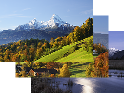 Bildschirmschoner, Screen Saver, Bayerische Alpen mit Watzmann, Zugspitze und Allgäu