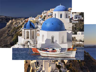 Bildschirmschoner, Griechenland, Griechische Kykladen Mykonos und Santorin