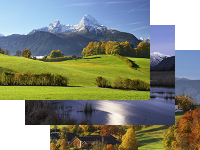 Bildschirmschoner, Deutschland, Bayerische Alpen mit Watzmann, Zugspitze und Allgäu