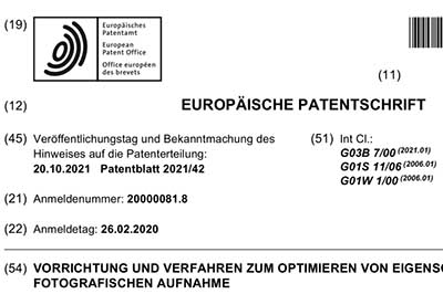Blog, Patent auf Verfahren zur Bewertung von Fotomotiven vom Euro­päischen Patentamt erteilt
